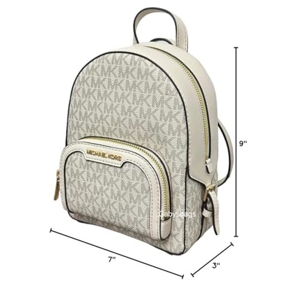 NWT Michael Kors Jaycee XS Mini Backpack Crossbody – MK Signature, Light Cream - Picture 3 of 7
